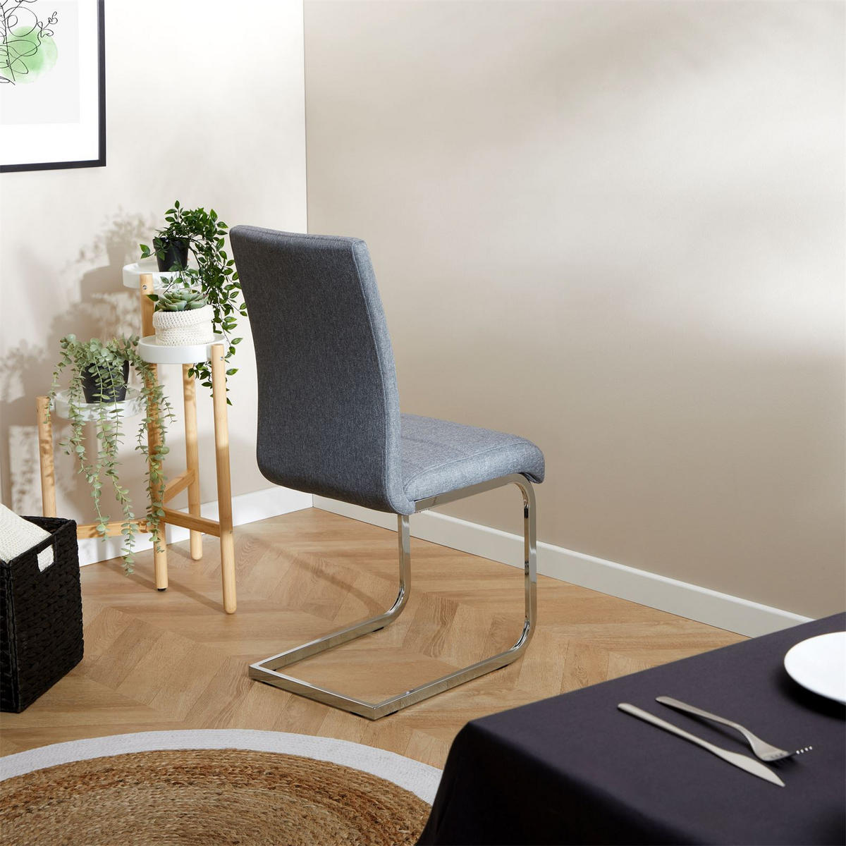 SCHWINGSTUHL LETICIA 4ER-SET - Grau, Textil (42/96/57cm) - IDIMEX