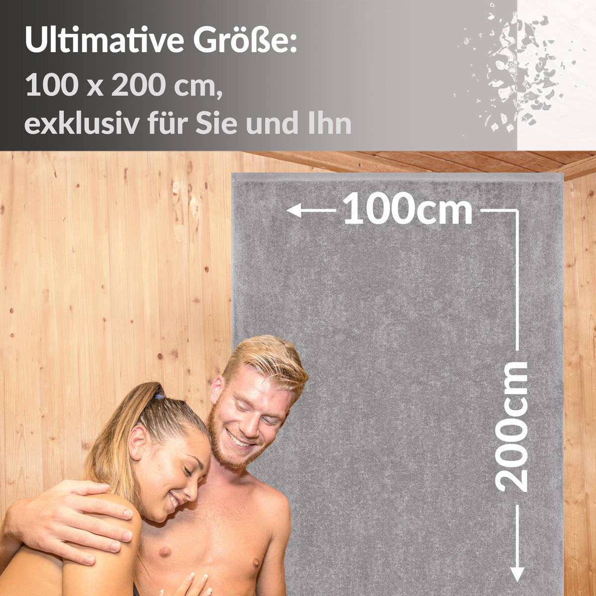 SAUNATUCH Lillby Stein Grau 100x200 cm - Hellgrau, Textil (100/200cm) - Lashuma