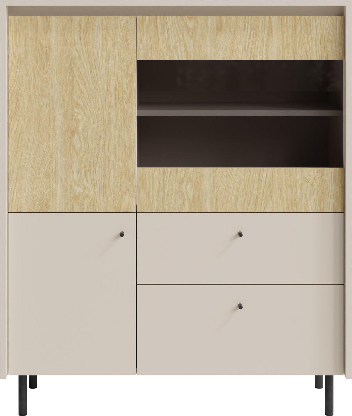 KOMMODE NUVOLA 103,5/125,5/42cm mit 2 Schubladen 1 Türen Beige - Beige, Holzwerkstoff (103.5/125.5/42cm) - MASSENO