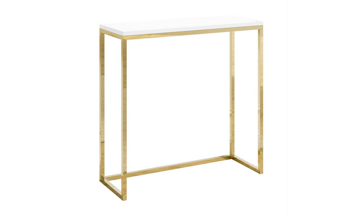 KONSOLE MODERN II 80/30/80 cm Goldchrom/Weiß Hochglanz - Goldfarben/Weiß, Holzwerkstoff/Metall (80/80/30cm) - Lookway