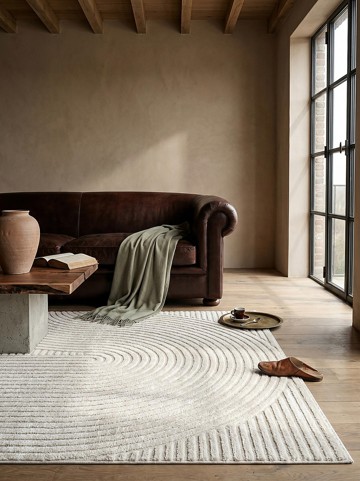KURZFLORTEPPICH Geometrisch CETINA Polypropylen Creme 300 x 400 cm - Beige, Textil (300/400cm) - KADIMA DESIGN