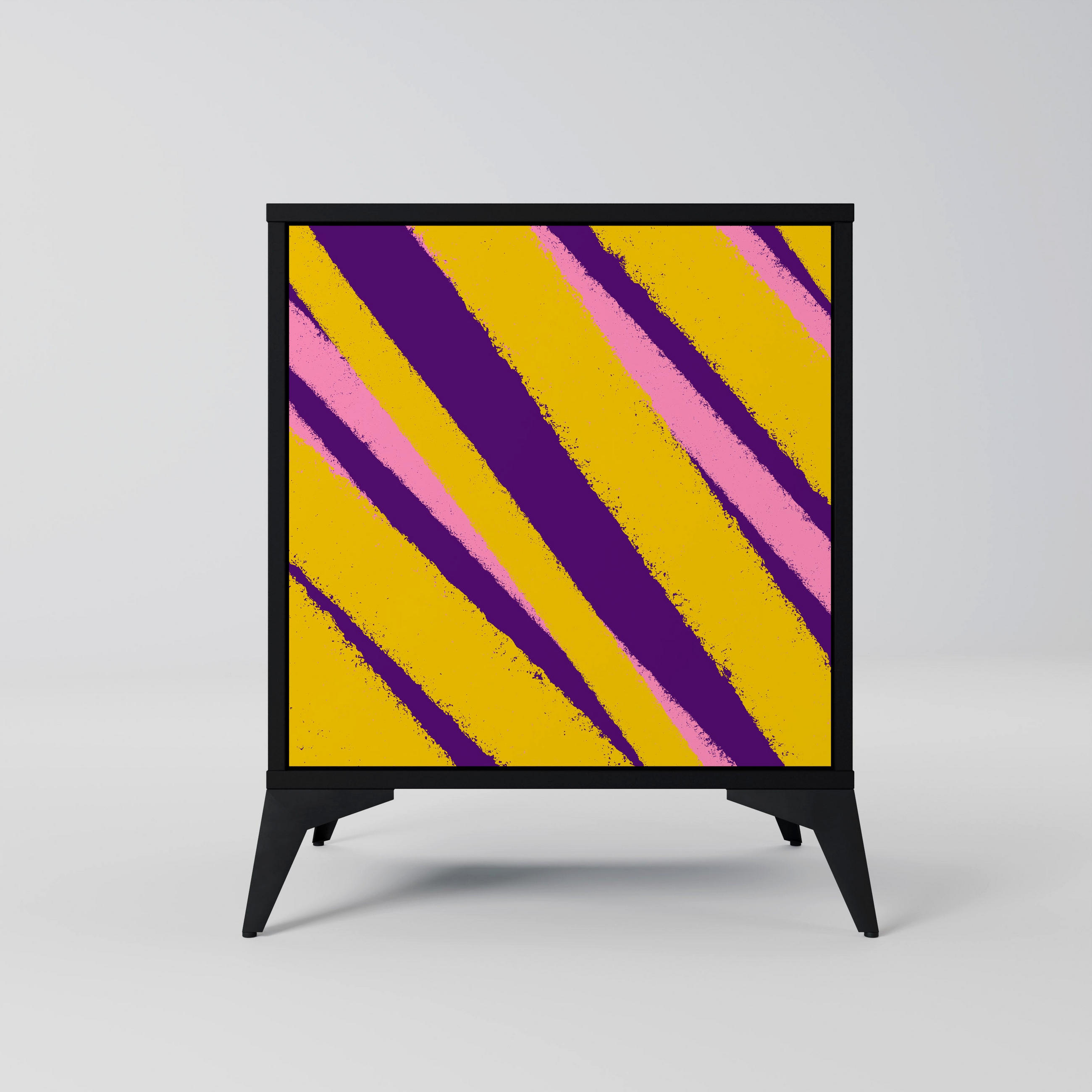 SIDEBOARD DREAMS COME TRUE, Schwarz, 57,5x42x70,5 cm, Schwarze Metall-Sternfüße - Multicolor/Schwarz, Holzwerkstoff/Metall (57.5/70.5/42cm) - SpaceRebels