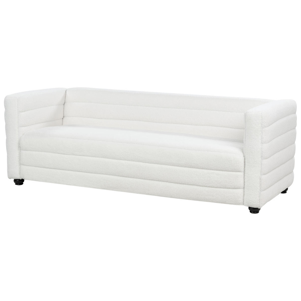 3-SITZER-SOFA Bouclé cremeweiß Hofn - Schwarz/Weiß, Textil (214/72/79cm) - Beliani