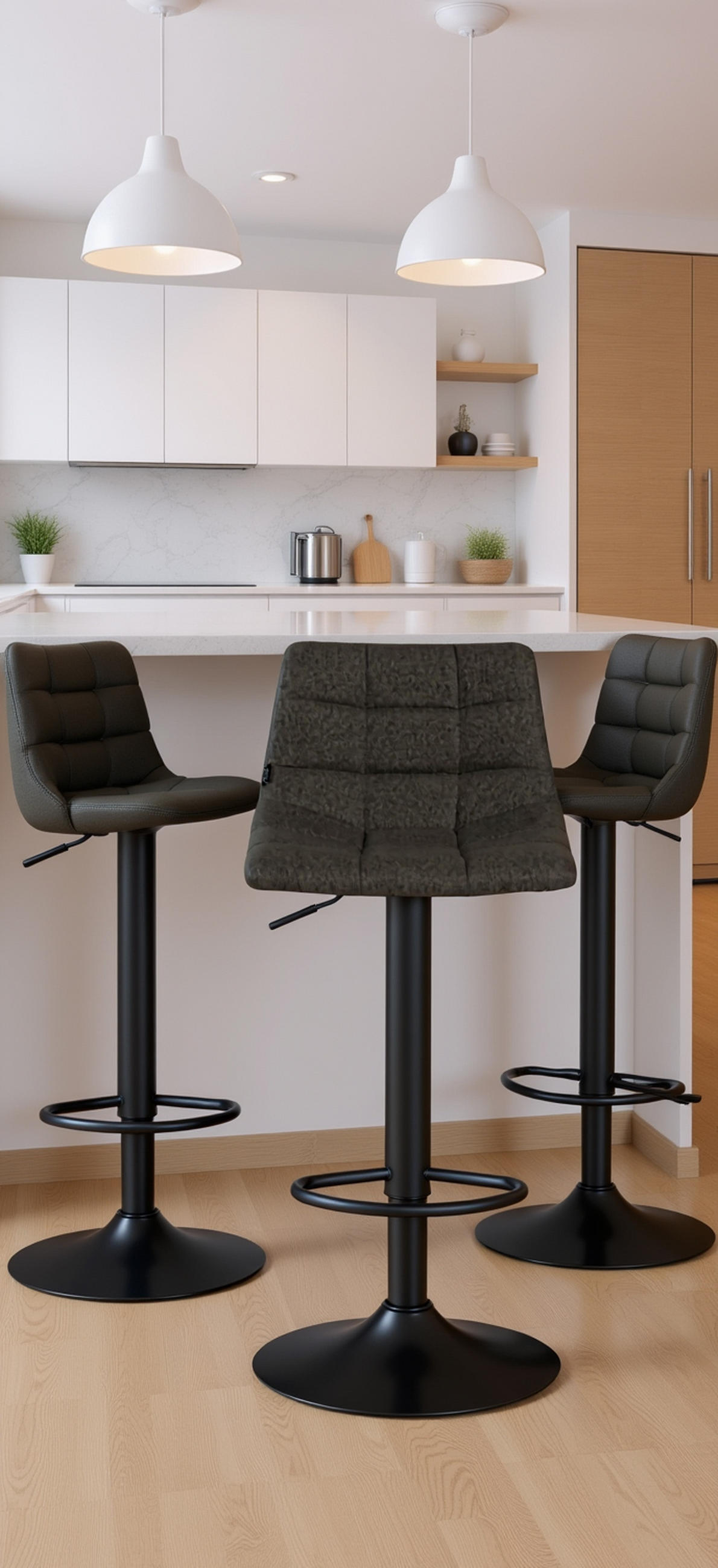 BARHOCKER 2er Set James Stoff schwarz dunkelgrau - Schwarz/Grau, Textil/Metall (43/108.5/46.5cm) - TPFLiving