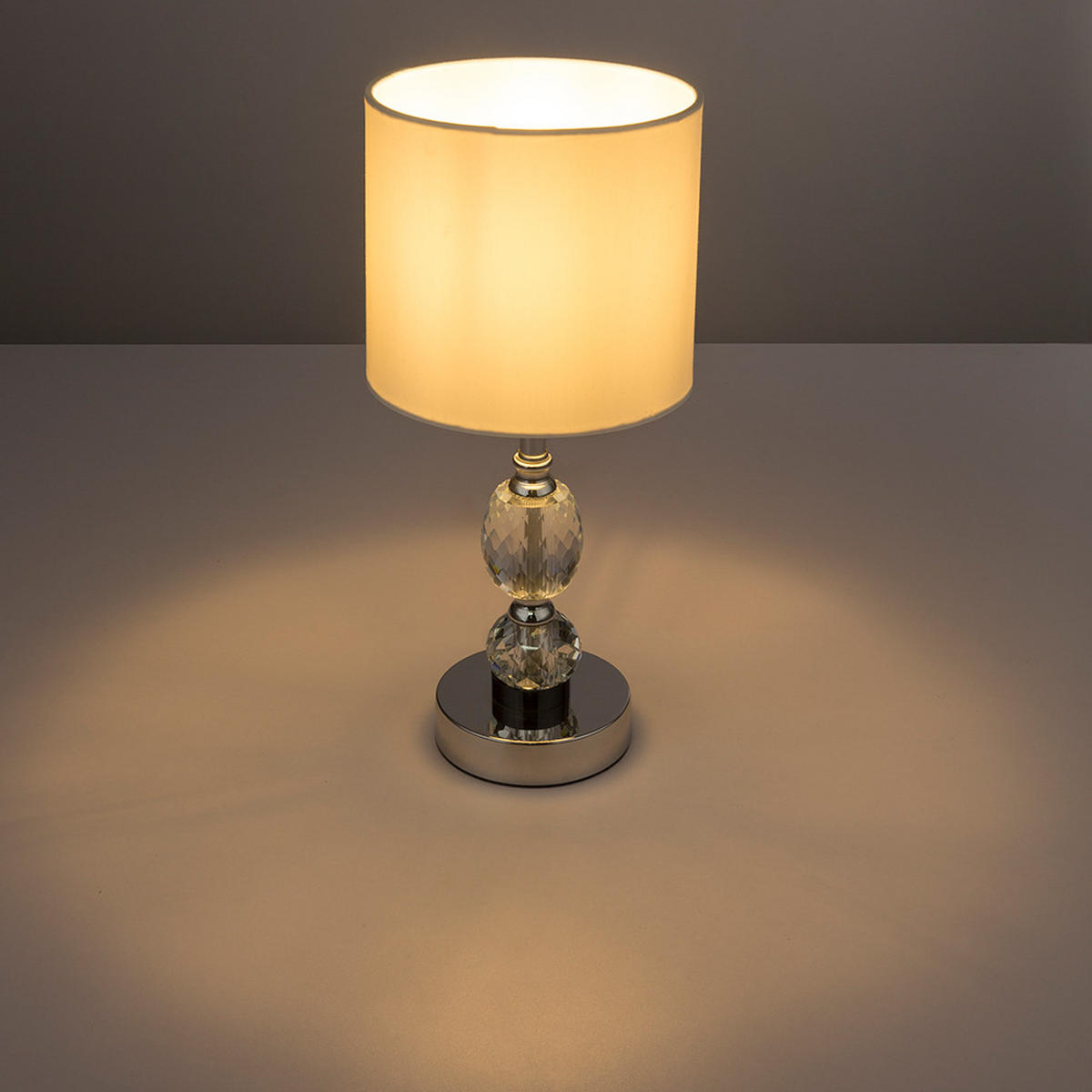 TISCHLEUCHTE Metall Kristallglas Weiß - Weiß, Metall (15/15/34cm) - Globo Lighting