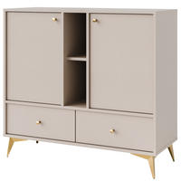 KOMMODE FLOREN, Creme/Gold - Creme, Holzwerkstoff/Metall (100.2/93.5/40.8cm) - KONSIMO®