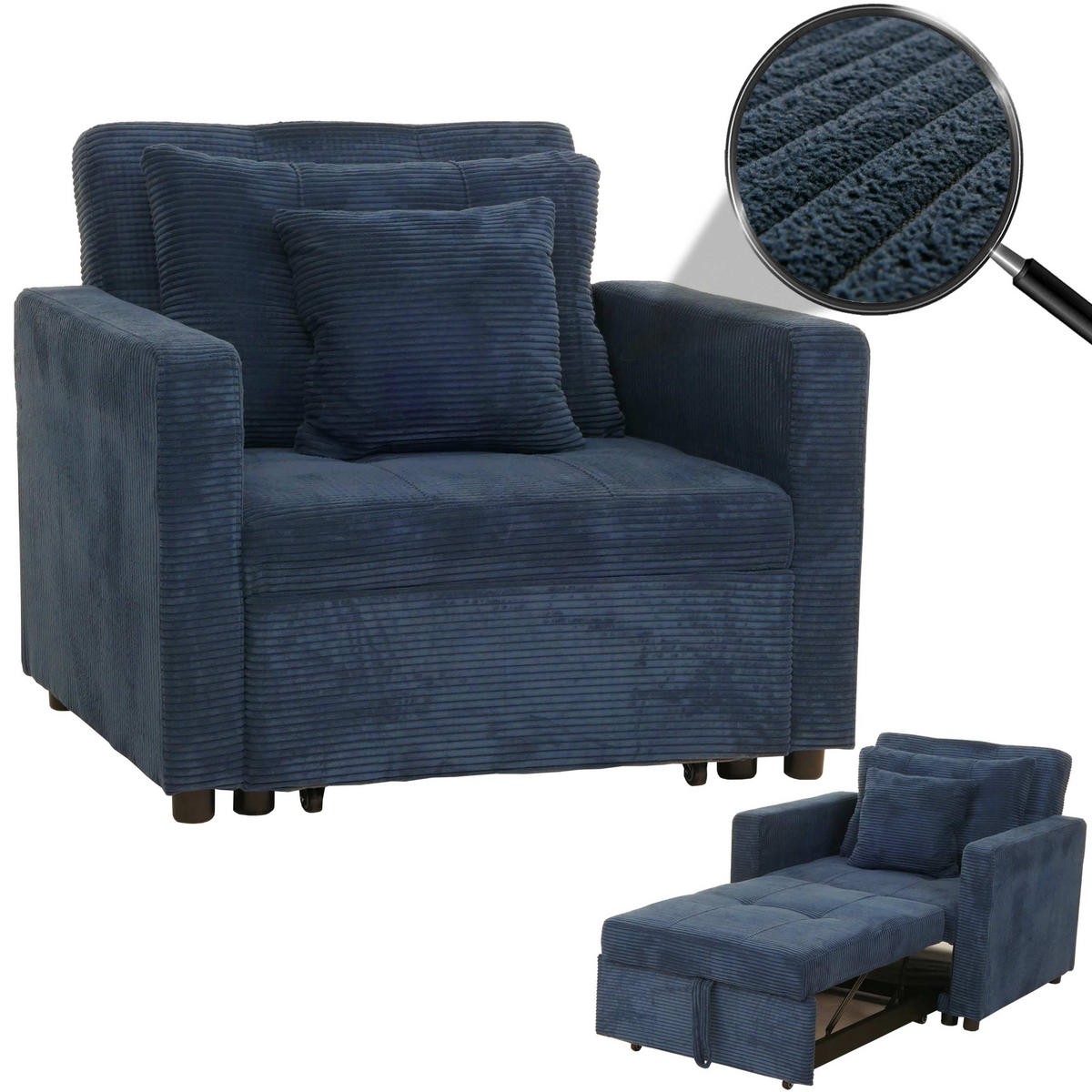 SCHLAFSESSEL Blau - Blau, Textil (100/86/88cm) - MCW