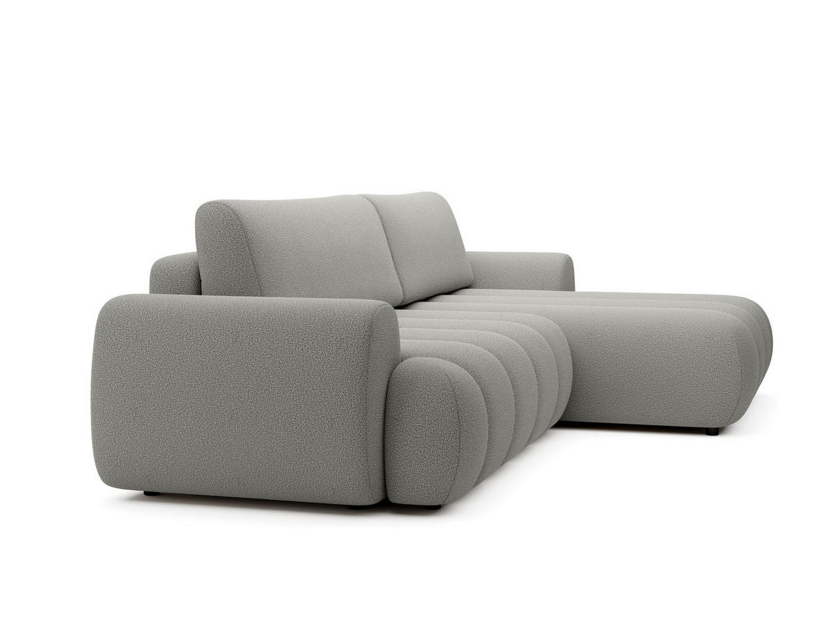 ECKSOFA SITO Grau Geflochtener Stoff mit Schlaffunktion - Grau, Holz (272/168cm) - MASSENO