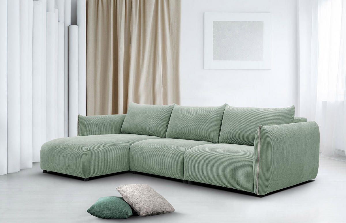 ECKSOFA TAUER 5-Sitzer, mintgrün - Schwarz/Mintgrün, Holzwerkstoff/Kunststoff (173/294cm) - Courtois Laville