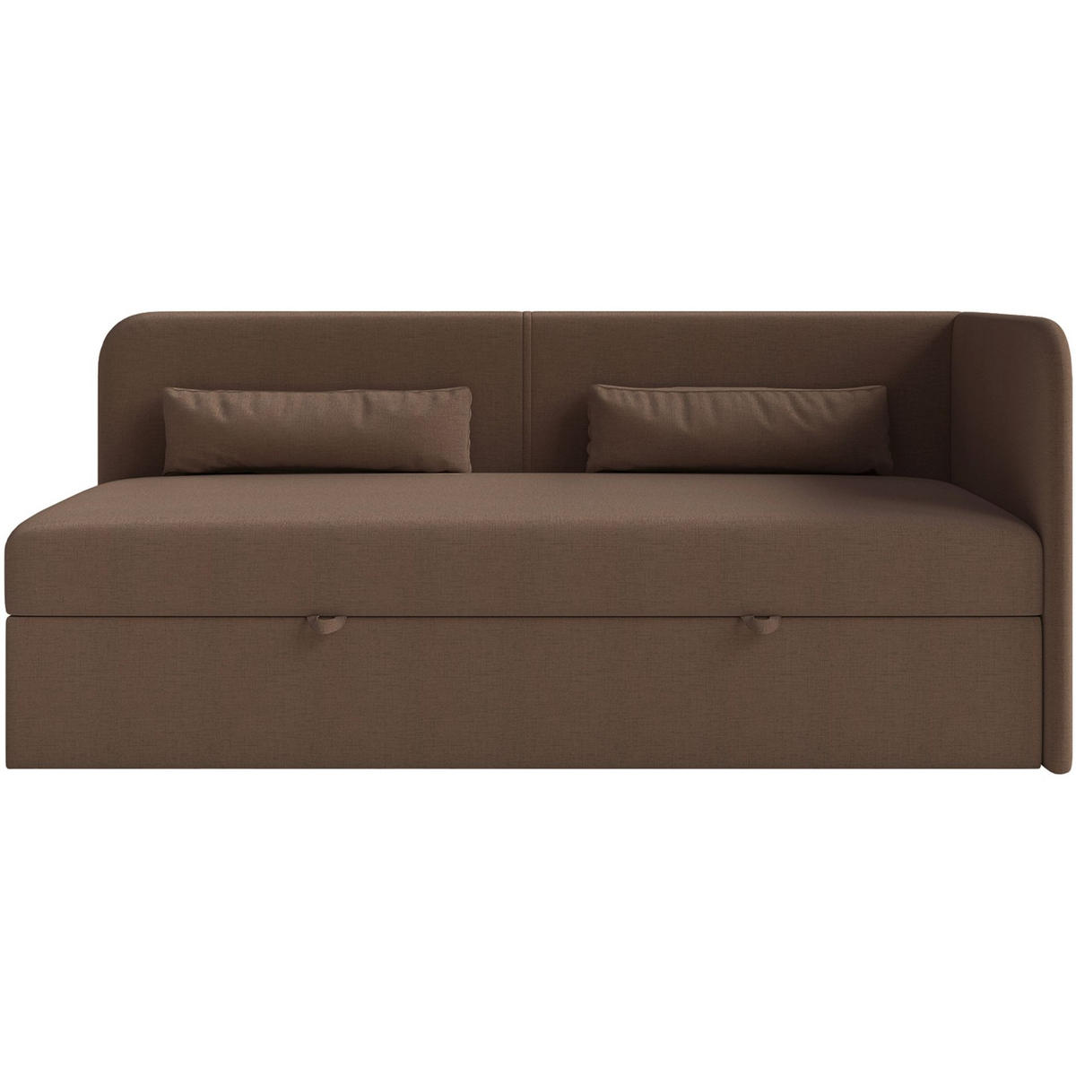 JUGENDBETT Calmmo Dunkelbraun mit Chenille-Bezug, Kopfteil rechts - Dunkelbraun, Textil (90/200cm) - Selsey