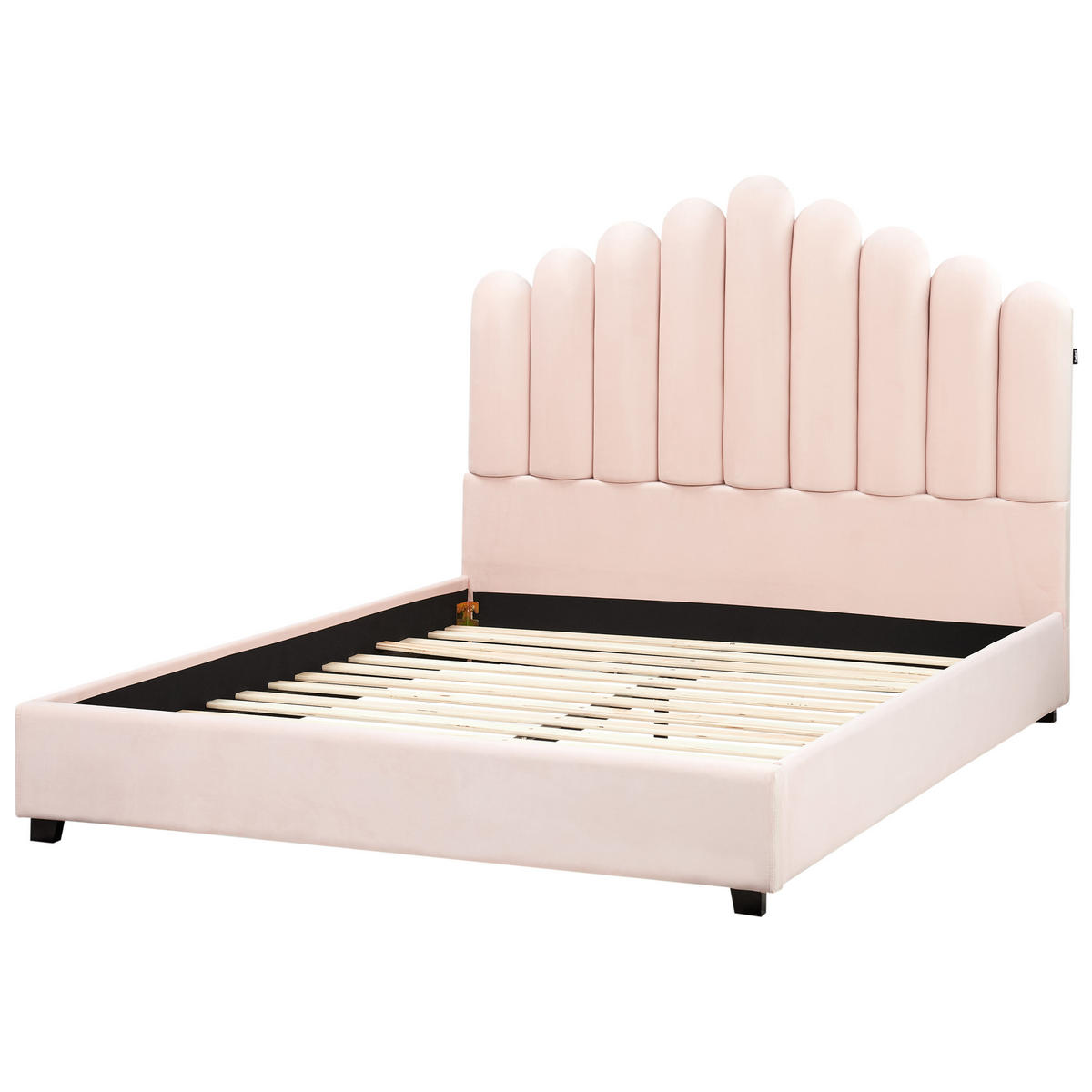 BETT mit Lattenrost 140/200 cm Pastellrosa Vincennes - Pink/Schwarz, Textil (140/200cm) - Beliani