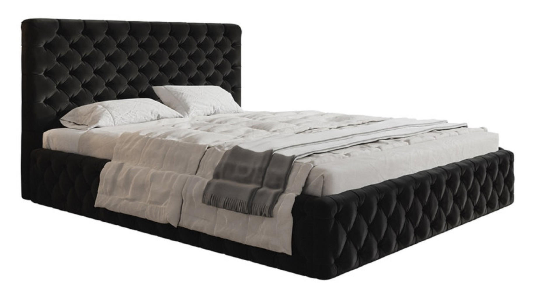 BETT Schwarz SIM 8 Gepolstert 160x200 cm - Schwarz/Grün, Kunststoff/Textil (160/200cm) - Sepro Meble