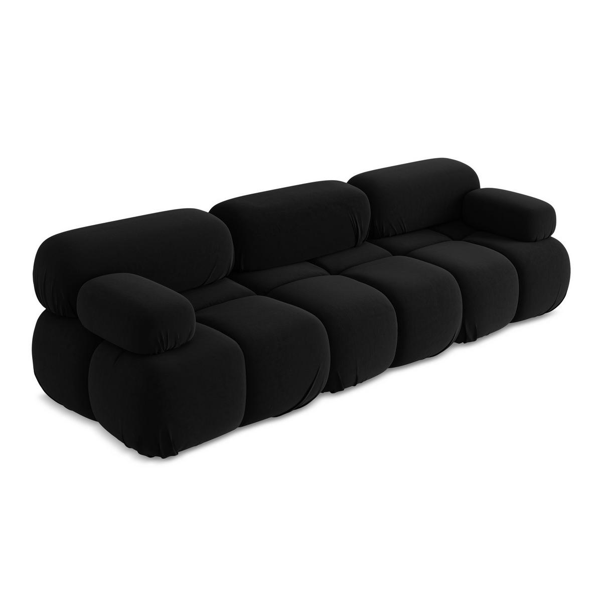 3-SITZER SOFA Samt Stoff Schwarz - Schwarz/Orange, Kunststoff/Textil (285/70/96cm) - LaMiaSofa