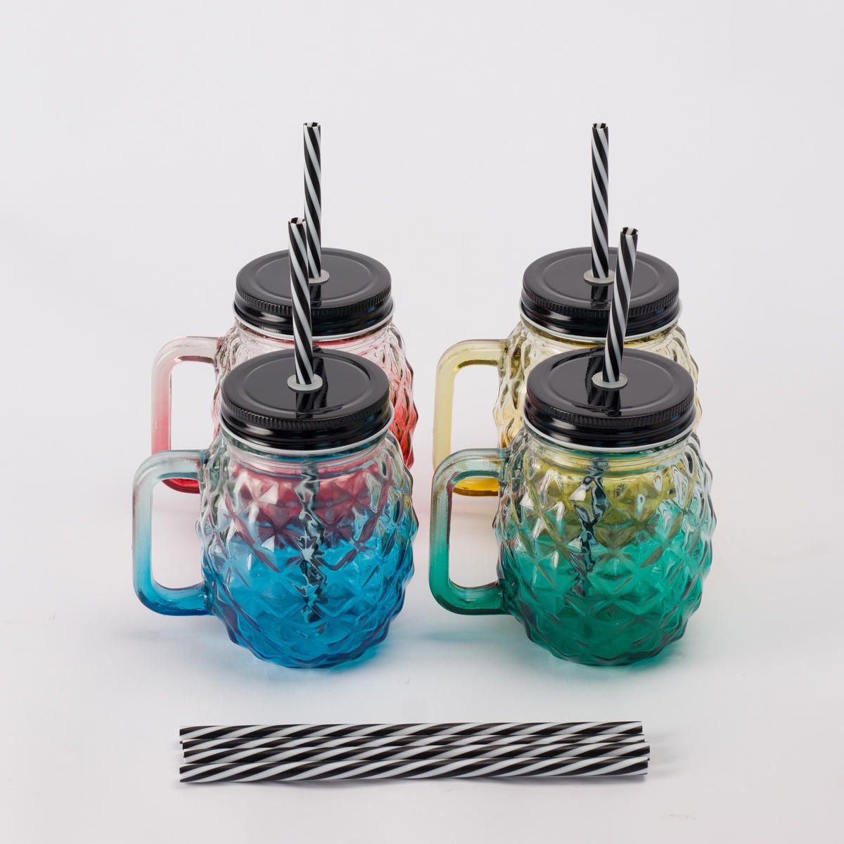 4XTRINKGLÄSER - Multicolor, Glas/Kunststoff - Relaxdays