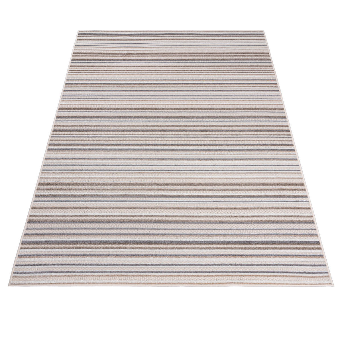 TEPPICH In-Outdoor Beige Abstract, Streifen - Kurzflor Rechteckig Creme - 140 x 200 cm - Beige/Braun, Textil (140/200cm) - Mazovia