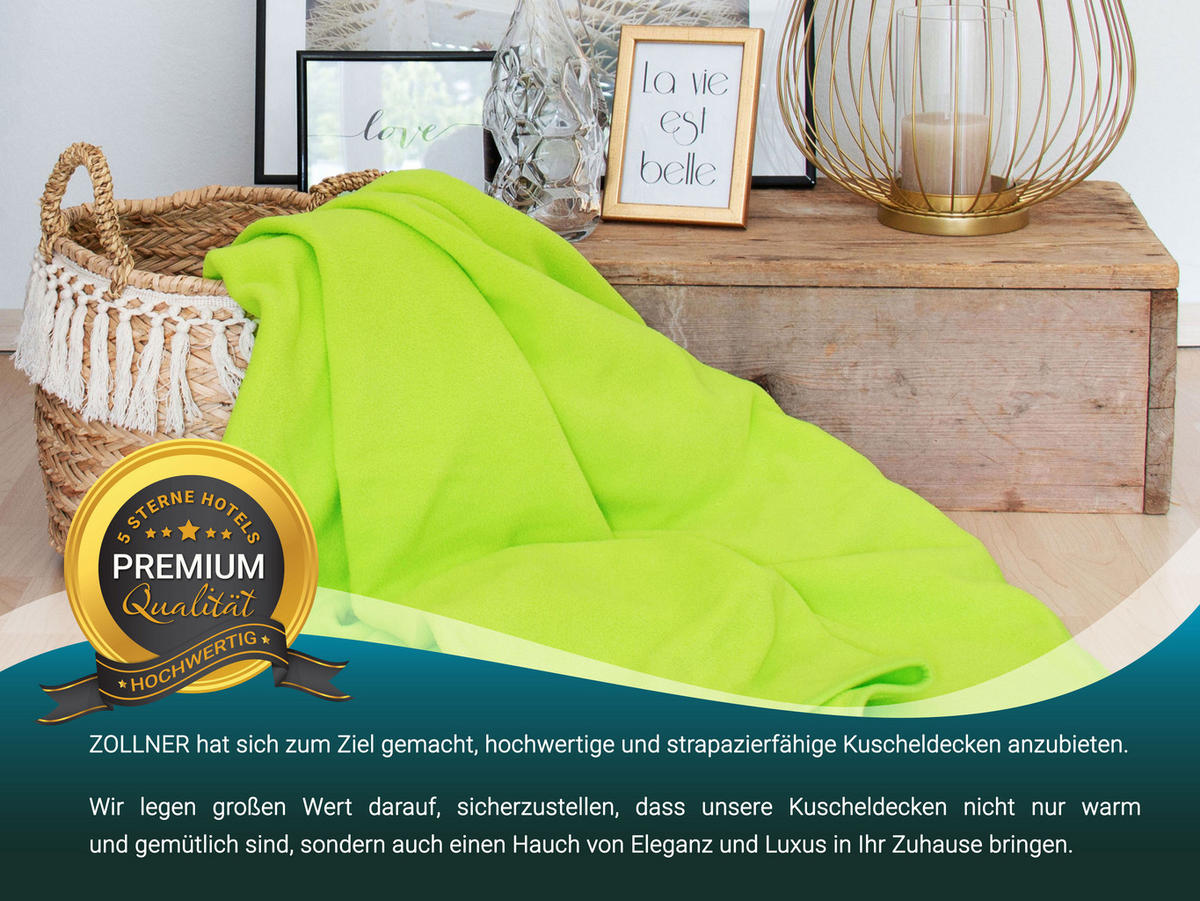 KUSCHELDECKE, 130x170 cm, 100% Polyester, Grün - Hellgrün, Textil (130/170cm) - Zollner