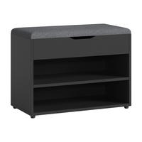 SCHUHBANK Gentofte - Schwarz, Holzwerkstoff/Textil (60/46/30cm) - [en.casa]