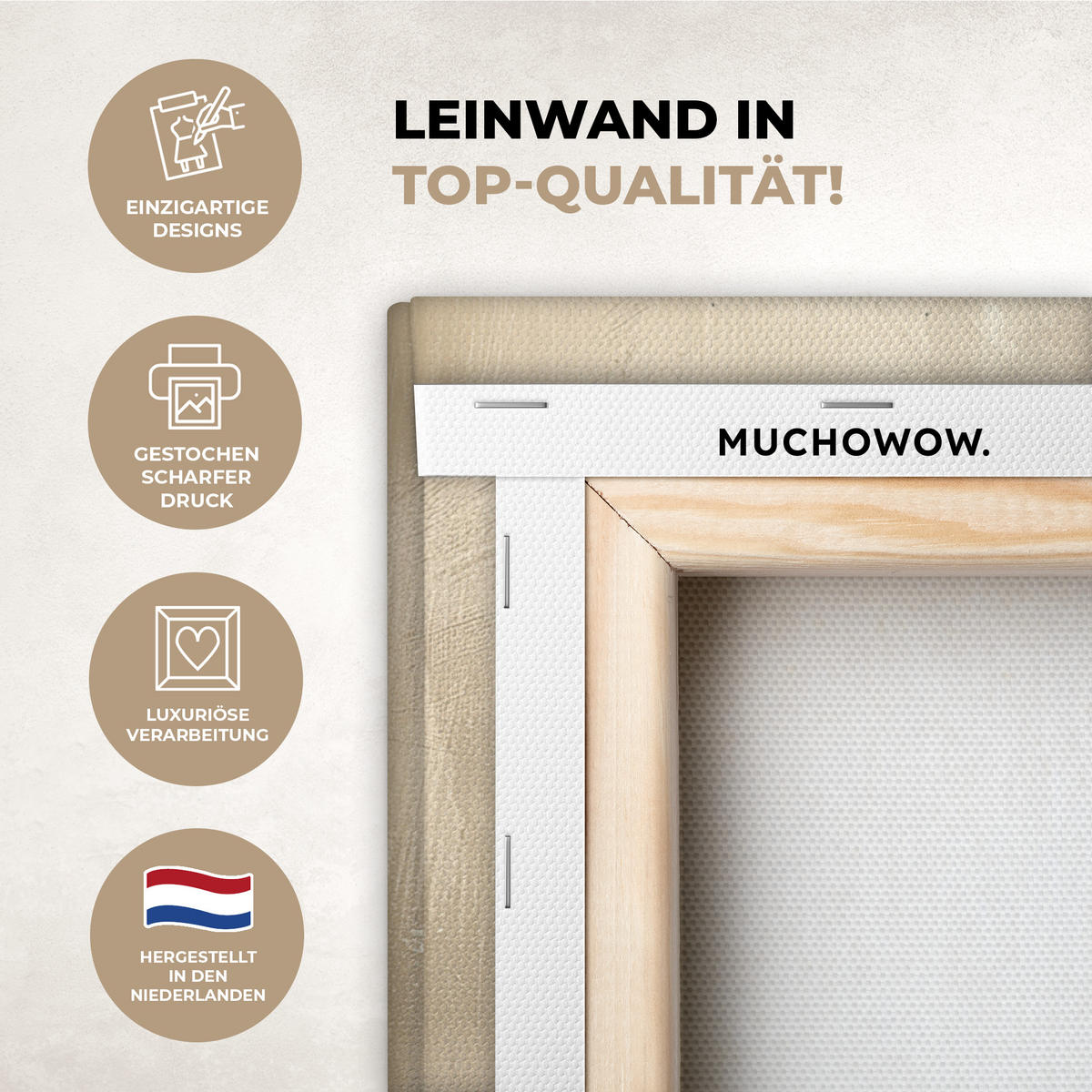 LEINWANDBILD Abstrakt - Geometrische Formen - Schwarz - Gold Wandbilder 80x60 cm - Ecru, Textil (80/60cm) - MuchoWow