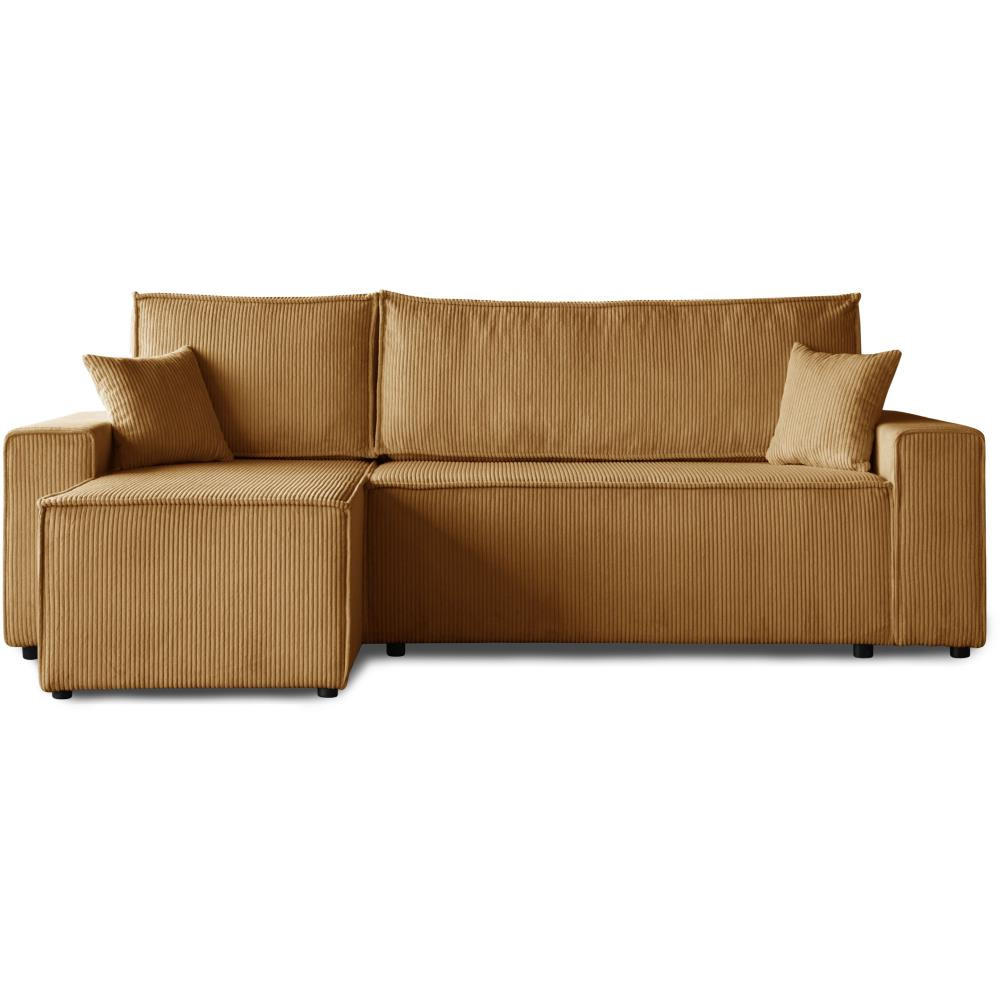 Beautysofa ROHOVÁ ROZKLÁDACÍ POHOVKA Hektor, s funkcí spaní, hořčicová