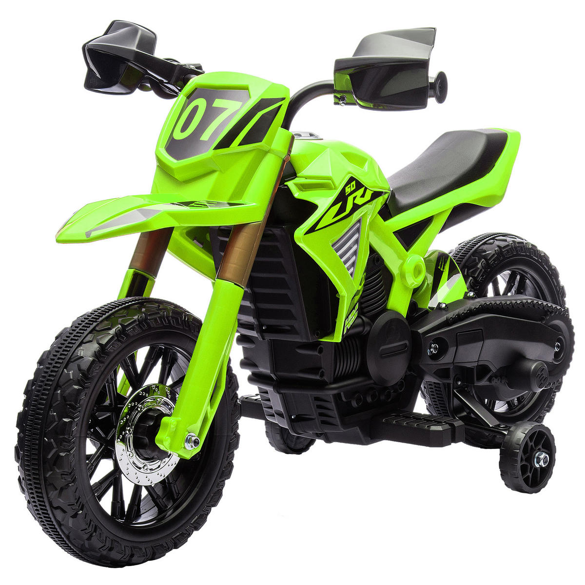 ELEKTRO-MOTORRAD DE-06145 mit Stützrädern und Hupe Grün - Grün, Kunststoff/Metall (105/57/62cm) - ComfortXL
