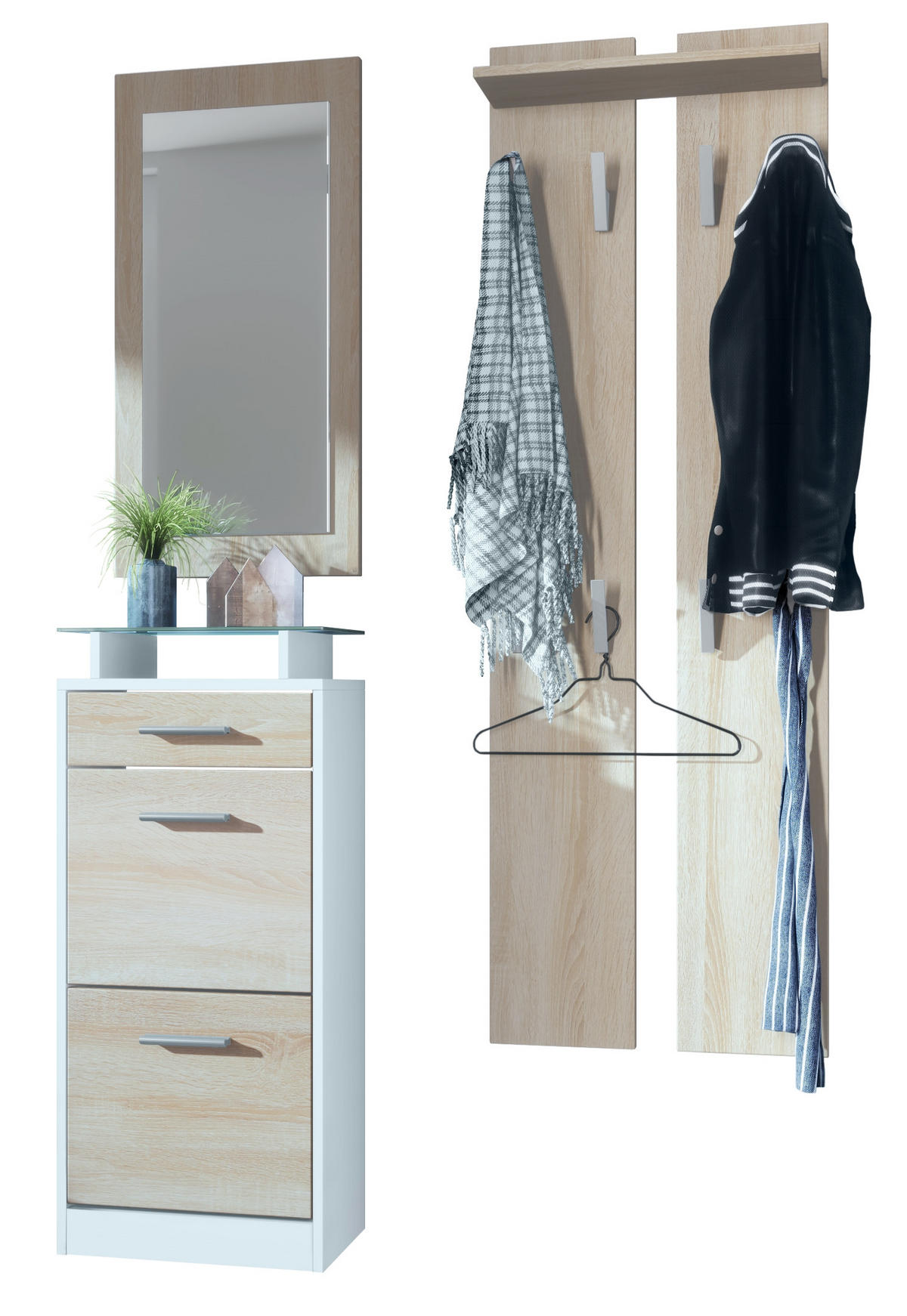 GARDEROBE Loret Front in Eiche sägerau - Eiche San Remo, Holzwerkstoff (140/200/23cm) - Vladon