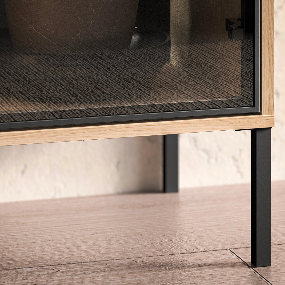 VITRINE Paige Holz und Schwarz - Braun, Holzwerkstoff (92/150/40cm) - Petits-meubles