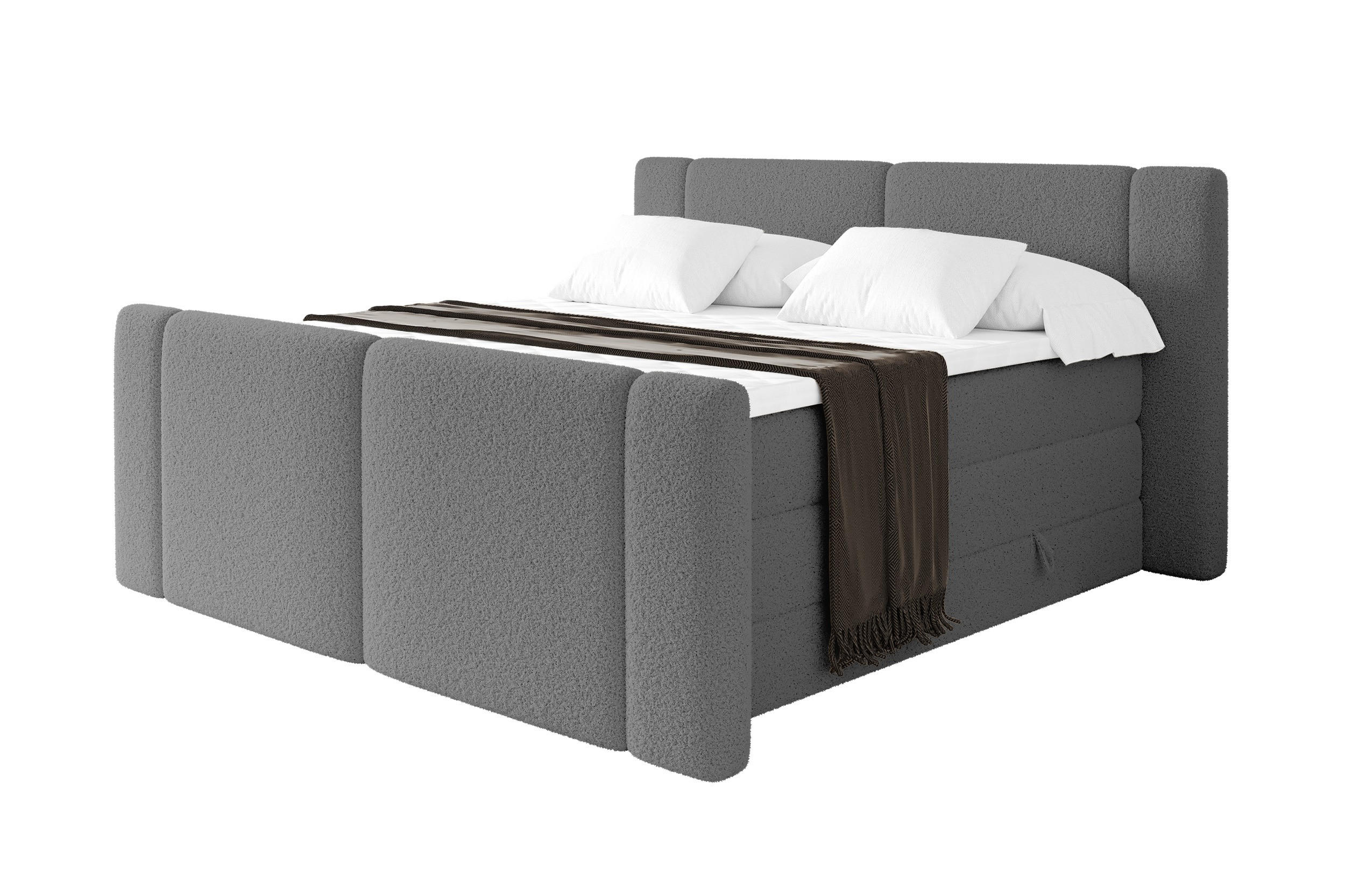 BOXSPRINGBETT mit Matratze H3/H4 - EVON KING Zanozek - 140x200 cm Grau - Taupe, Holzwerkstoff (140/200cm) - ALTDECOR