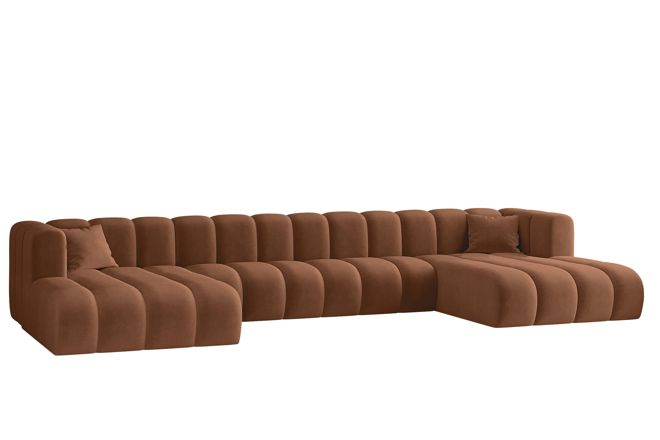 ECKSOFA, U-from, Sofa Grand U XL modular stoff Salvador Braun - Braun, Holz (179/408cm) - Kaiser Möbel