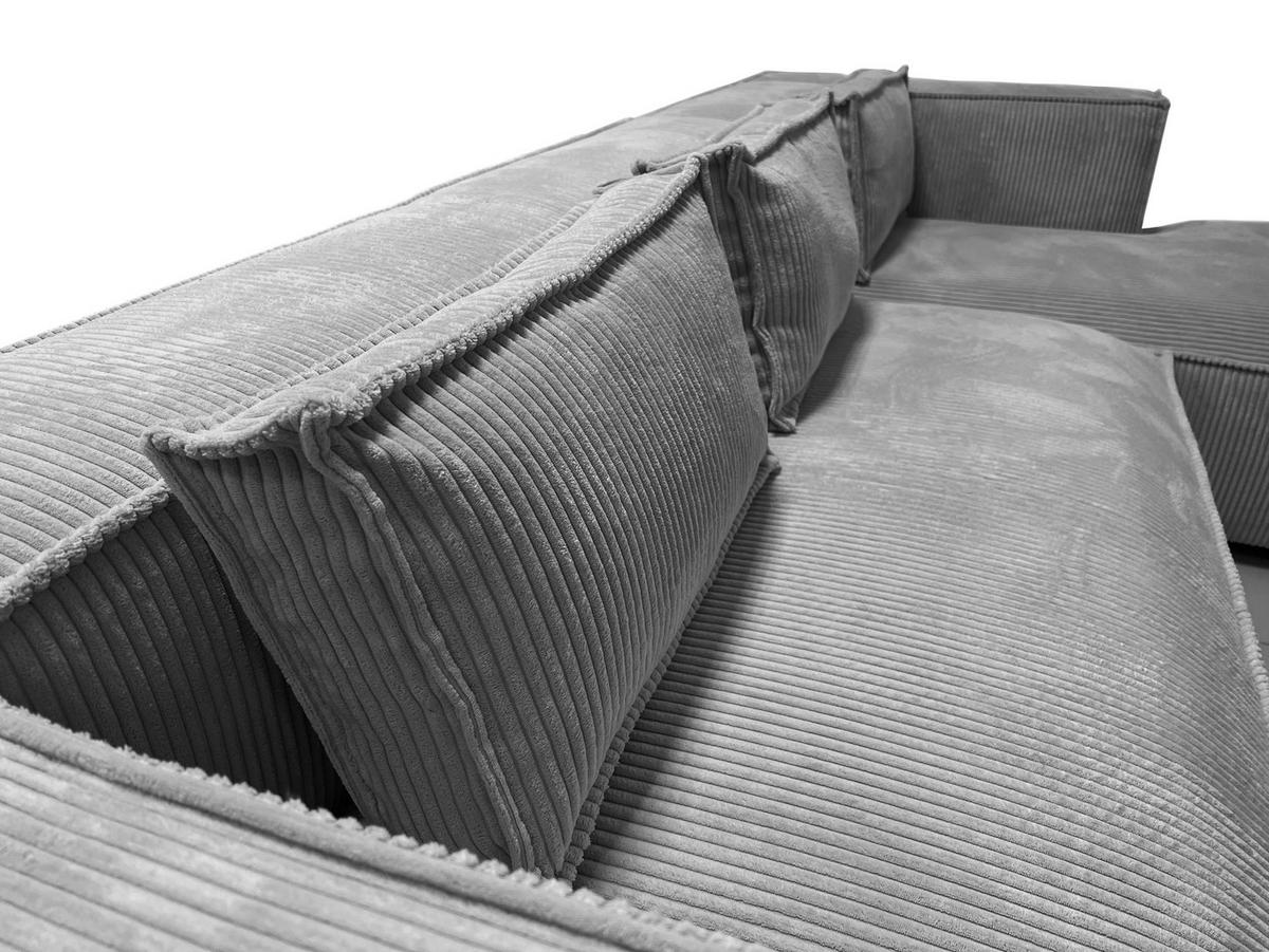 ECKSOFA Nova Hellgrau Cord, Ottomane rechts - Hellgrau/Schwarz, Holz/Kunststoff (262/176cm) - S-Style Möbel