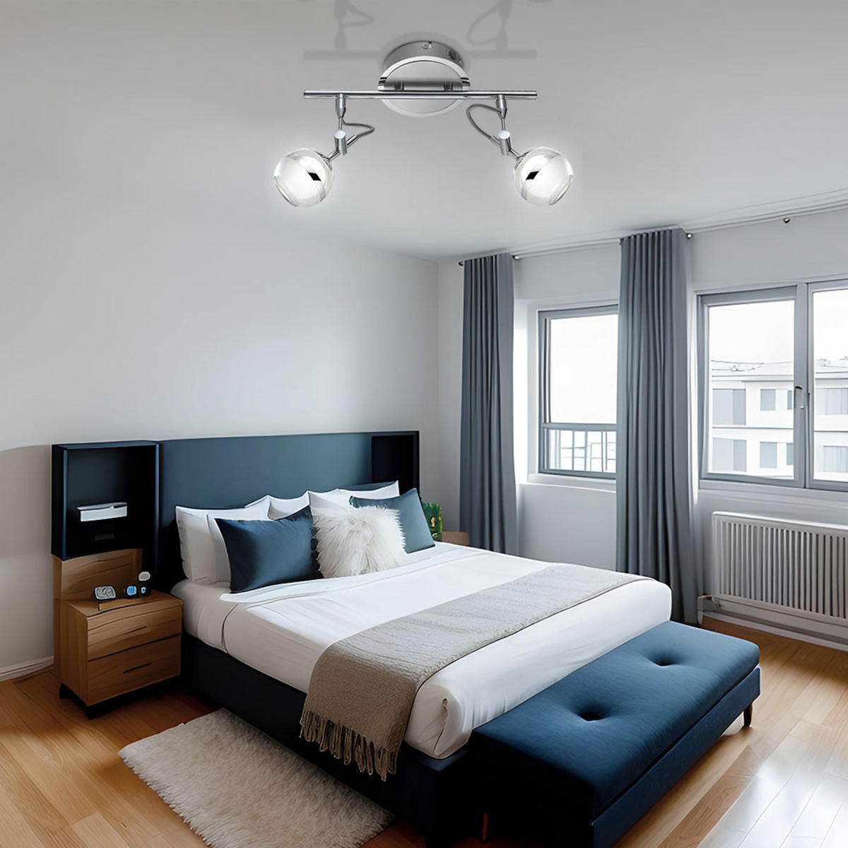 LED DECKENLEUCHTE DENVER Chrom Silber - Silberfarben, Metall (32/13/20cm) - Globo Lighting