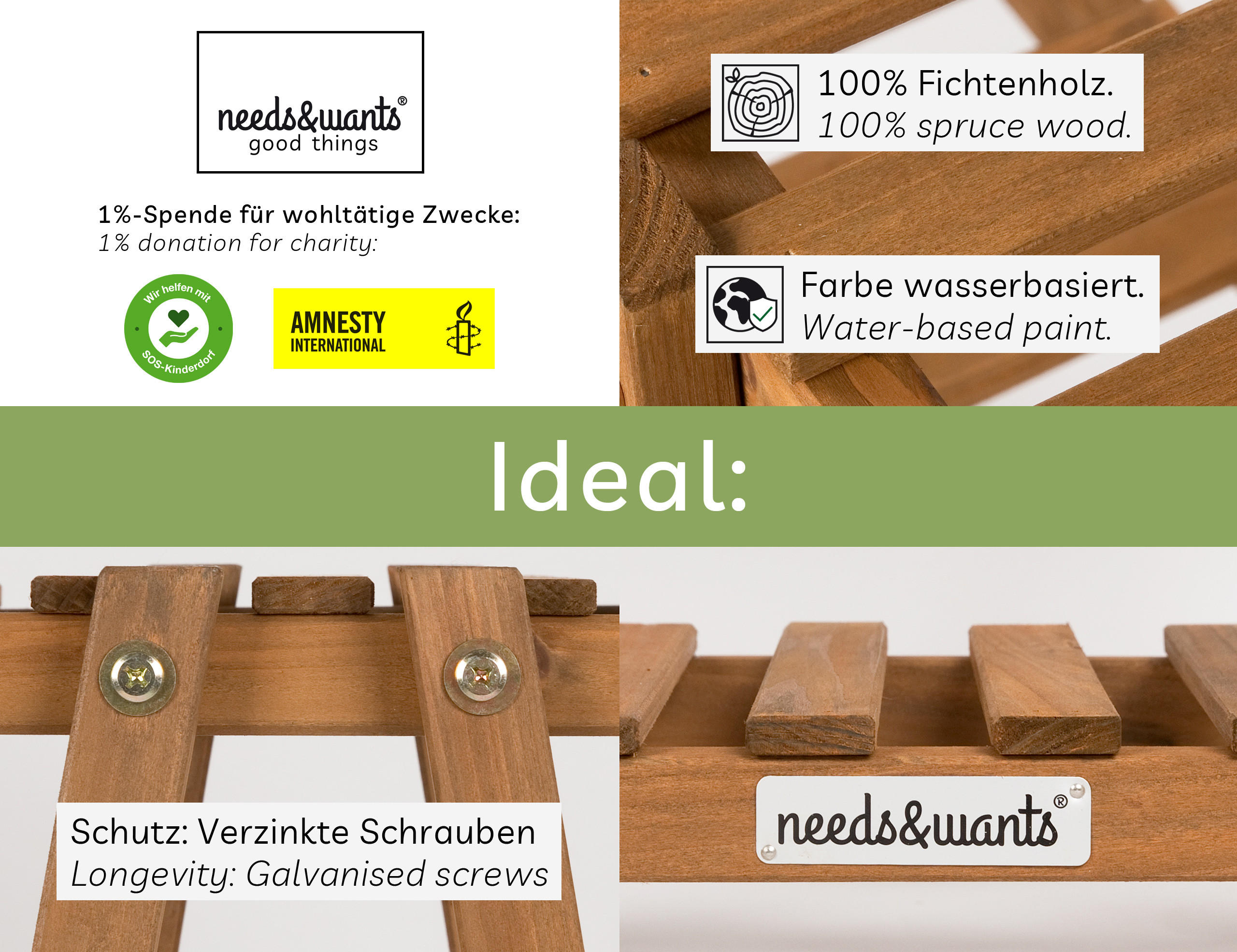 PFLANZENSTÄNDER aus Holz wetterfest für Balkon & Garten - Braun, Holz (83/83/28cm) - needs&wants
