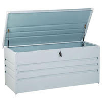 AUFLAGENBOX Stahl hellgrau 132/62 cm Cebrosa - Hellgrau, Metall (132/64/62cm) - Beliani