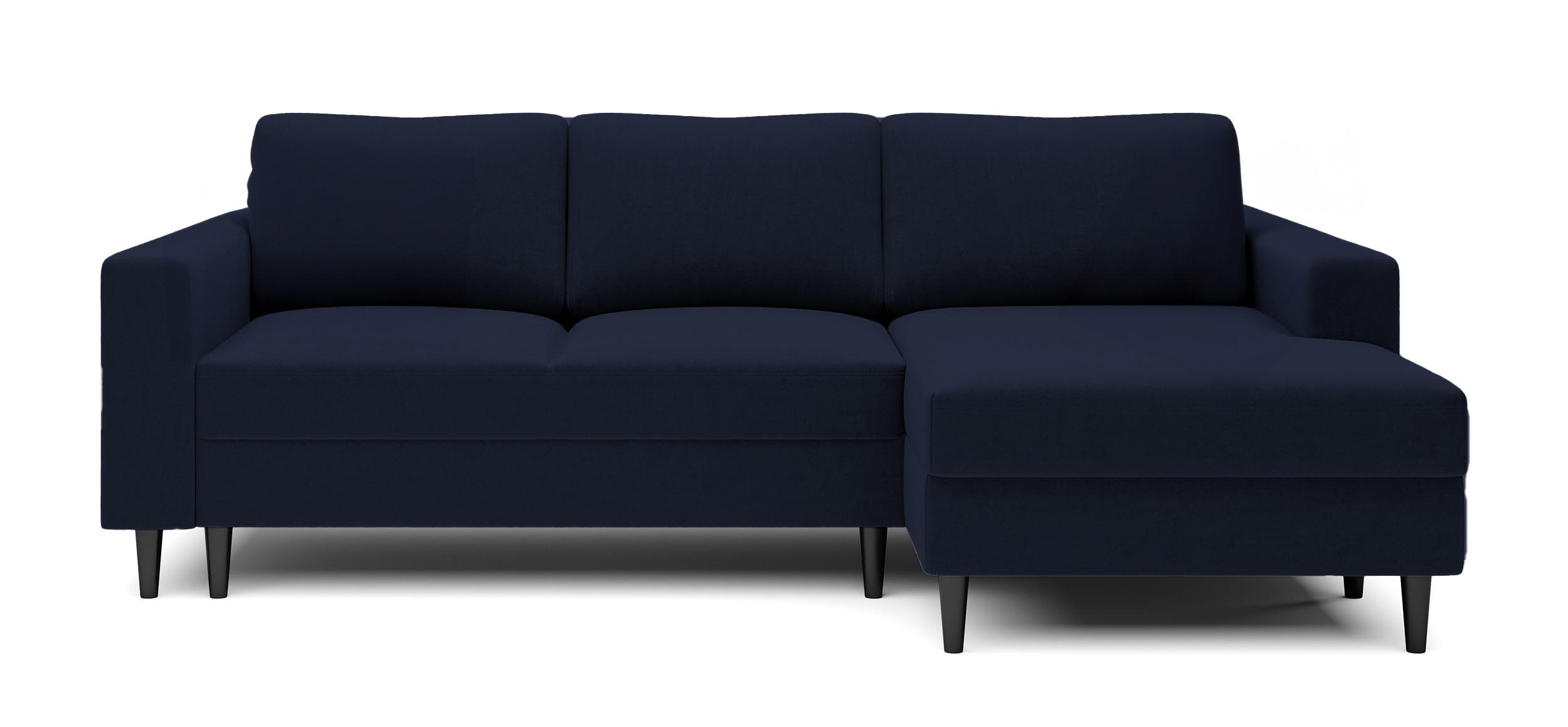 ECKSOFA Nalika Dunkelblau Velours - Schwarz/Dunkelblau, Holz/Textil (230/143cm) - Selsey