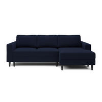 ECKSOFA Nalika Dunkelblau Velours - Schwarz/Dunkelblau, Holz/Textil (230/143cm) - Selsey