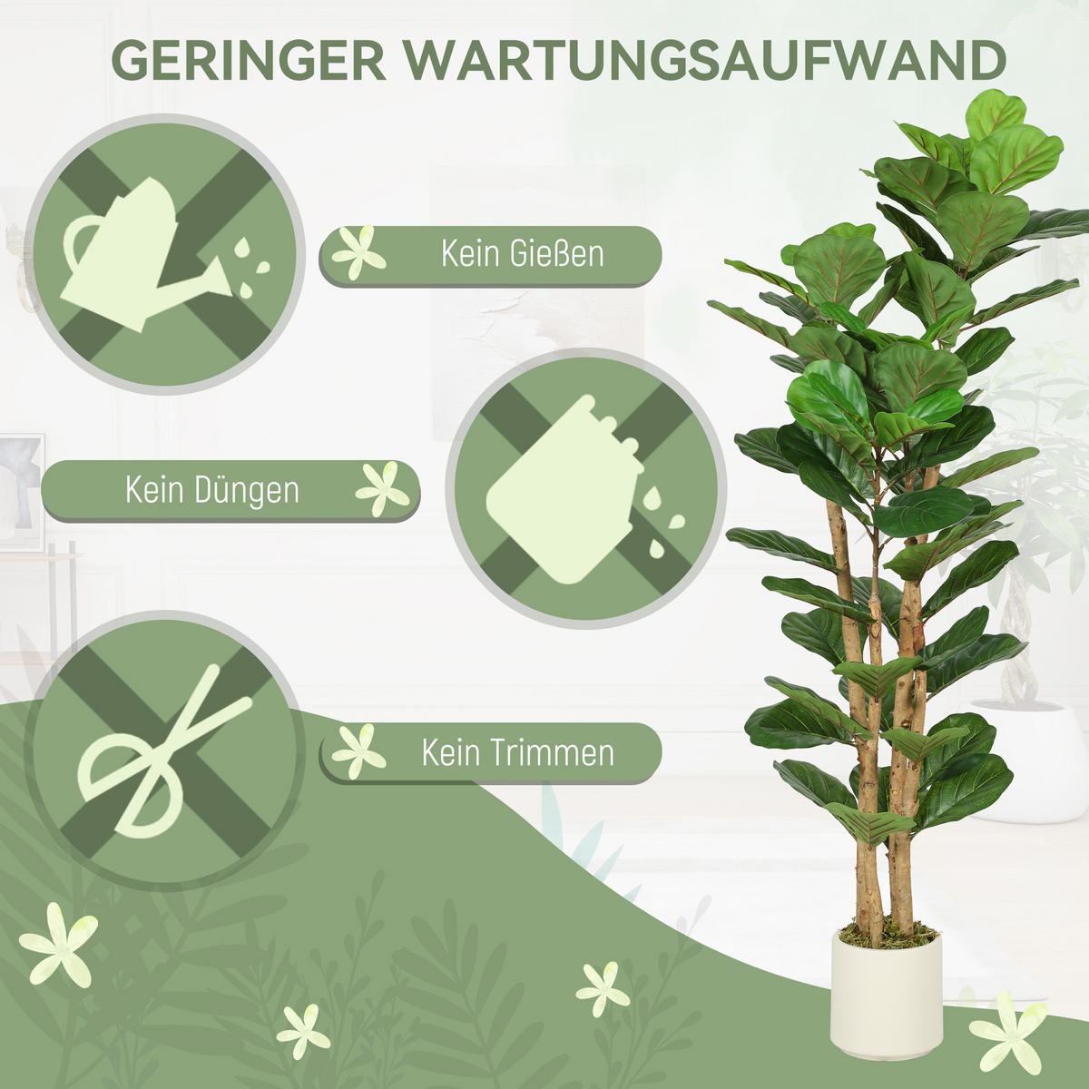 KÜNSTLICHE Pflanzen Grün 50.0/50.0/150.0cm - Grün, Kunststoff (150cm)