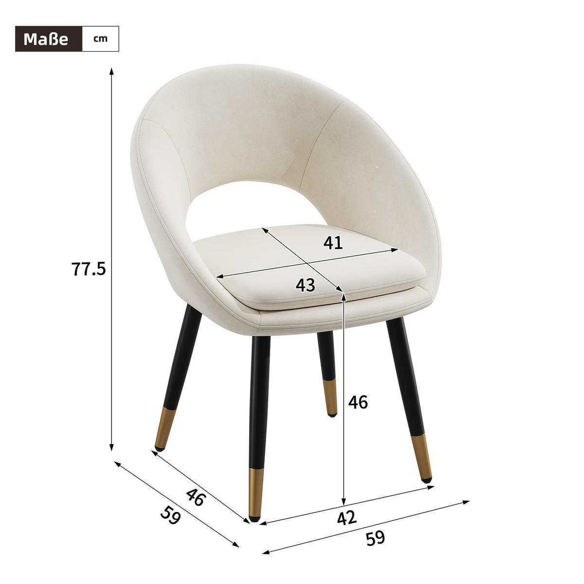 STOLICA ZA BLAGOVANJE 2 komada, baršun, bež - bež, tekstil (59/77.5/59cm) - KOMHTOM