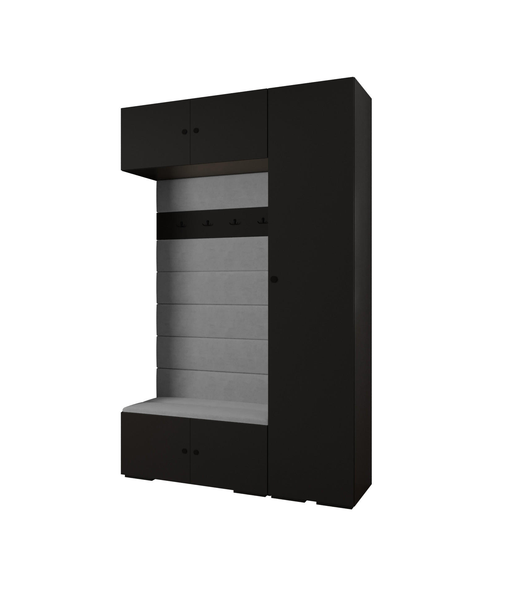 Abiks Möbel Garderoben-Set Schwarz, Grau, Schwarz 150x236.7x47 cm