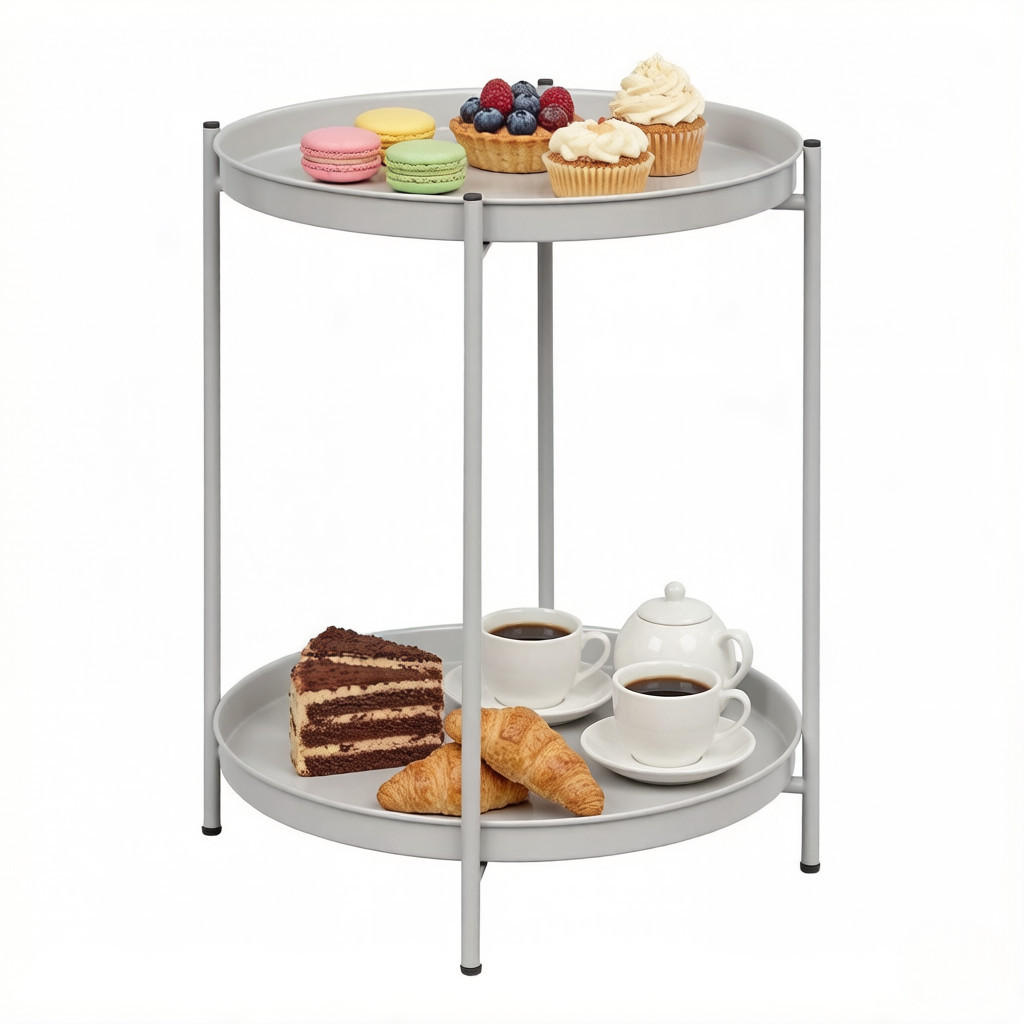 COUCHTISCH 44x44x53cm Runder Beistelltisch Metall-Sofatisch mit abnehmbaren Schalen - Weiß, Metall (50/50/5cm) - Raelunyi