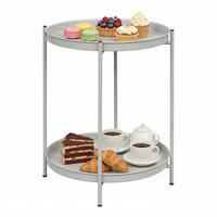 COUCHTISCH 44x44x53cm Runder Beistelltisch Metall-Sofatisch mit abnehmbaren Schalen - Weiß, Metall (50/50/5cm) - Raelunyi