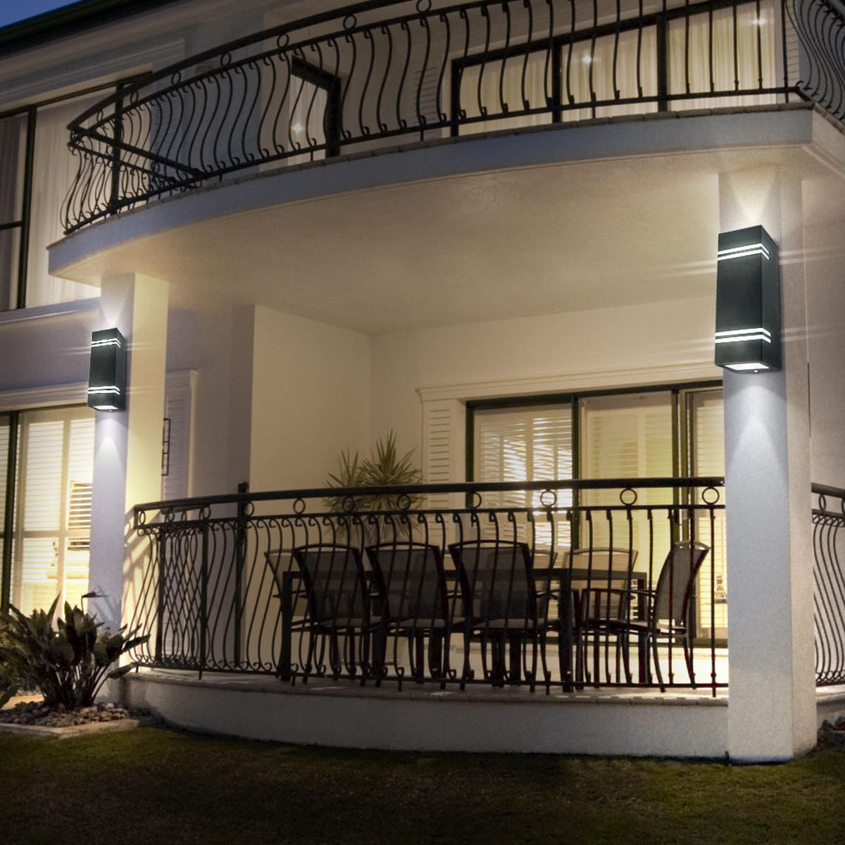 LED AUSSEN-WANDLEUCHTE Edelstahl Schwarz 2er Set - Schwarz, Metall (8.5/25/8.7cm)