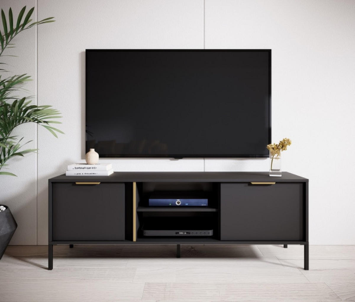 TV-LOWBOARD Anthrazit LARYSA G RTV-Schrank - Graphitfarben, Holzwerkstoff (153.1/53.4/39.5cm) - Sepro Meble