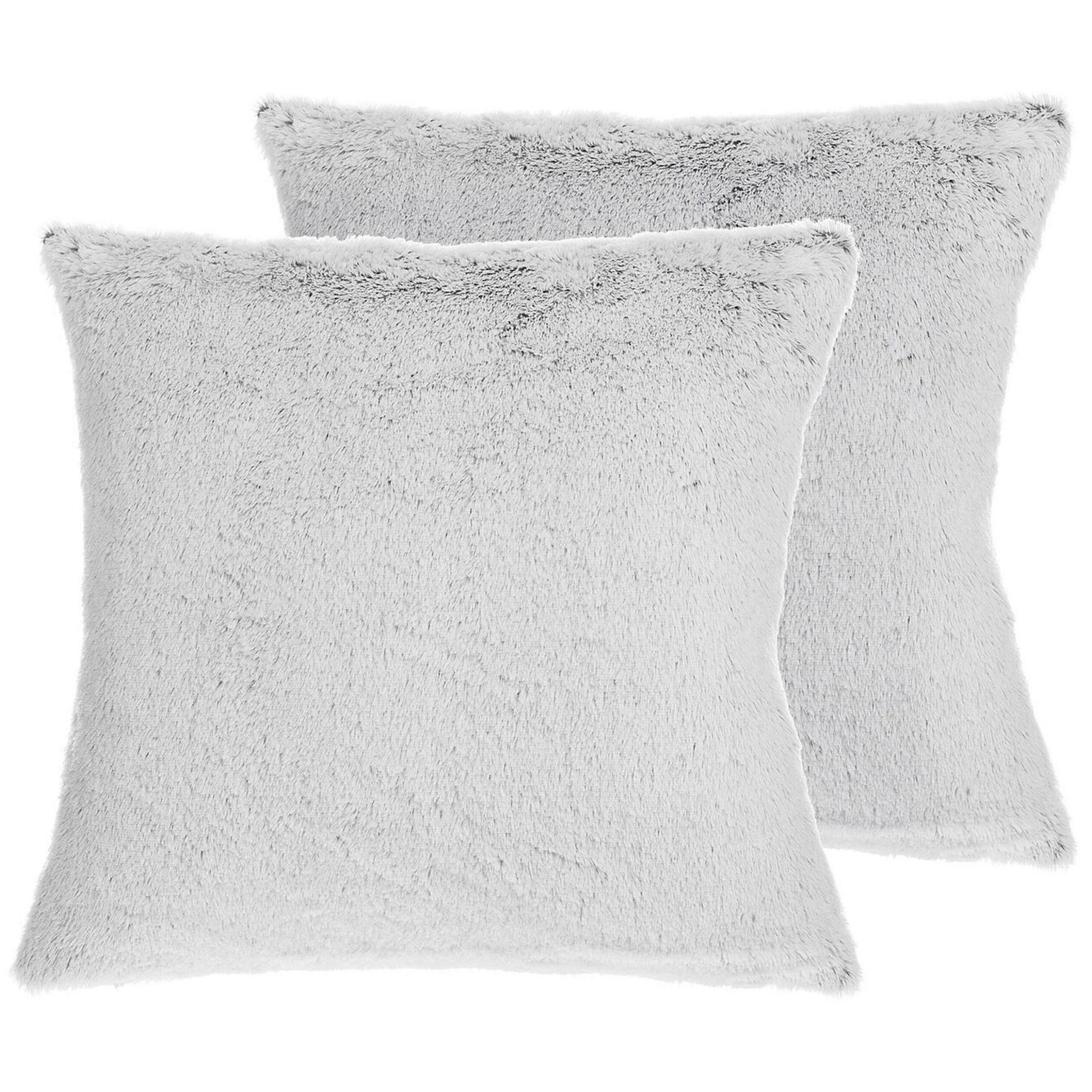 DEKOKISSEN 2er-Set Hellgrau 45/45 cm Clematis - Hellgrau, Textil (45/45cm) - Beliani