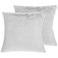 DEKOKISSEN 2er-Set Hellgrau 45/45 cm Clematis - Hellgrau, Textil (45/45cm) - Beliani