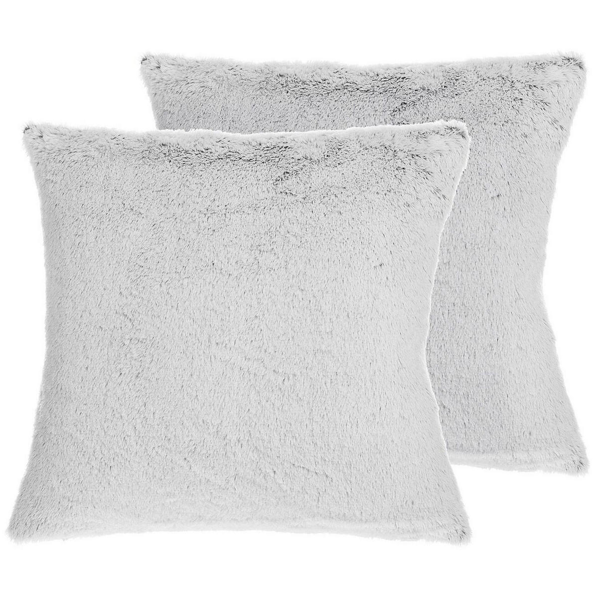 DEKOKISSEN 2er-Set Hellgrau 45/45 cm Clematis - Hellgrau, Textil (45/45cm) - Beliani