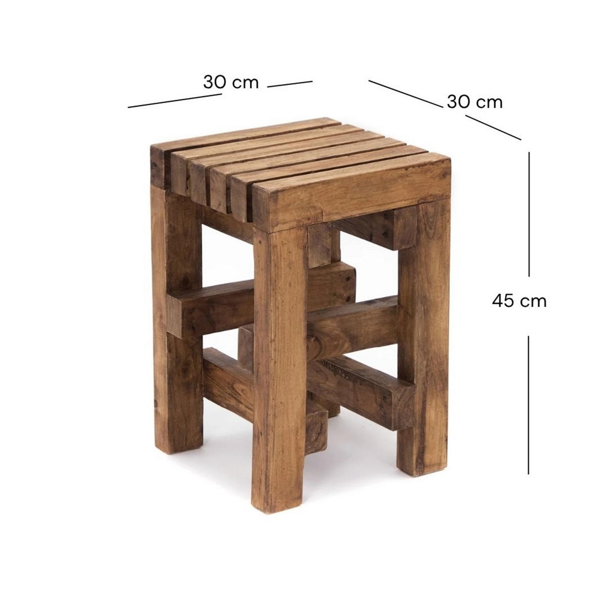HOCKER Tetris Mahagoni Massivholz - Naturfarben, Holz (30/45/30cm) - CREEDWOOD