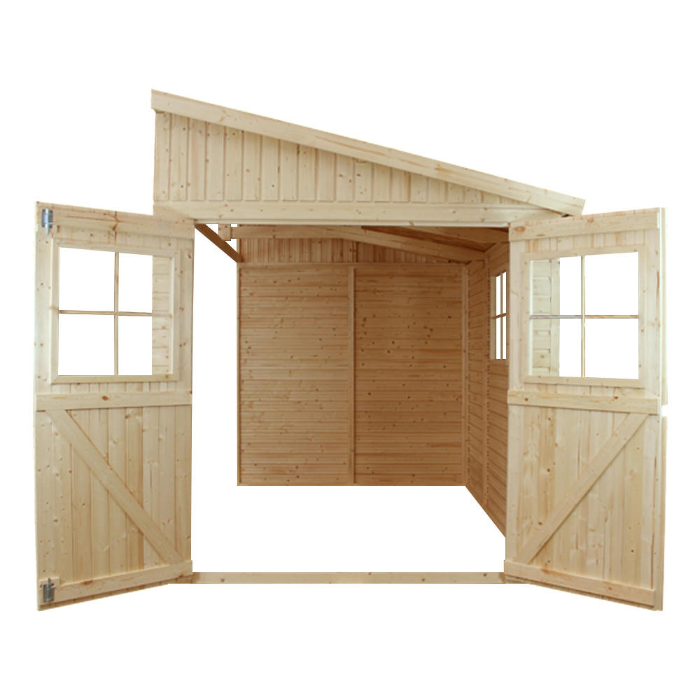 HOLZ-GARTHENHAUS (ohne Seitenwand) MIT IMPRÄGNIERTEM BODEN - H244x211x514 cm/10 m2 - M341+M341G - Beige, Holz (216/249/493cm) - Timbela