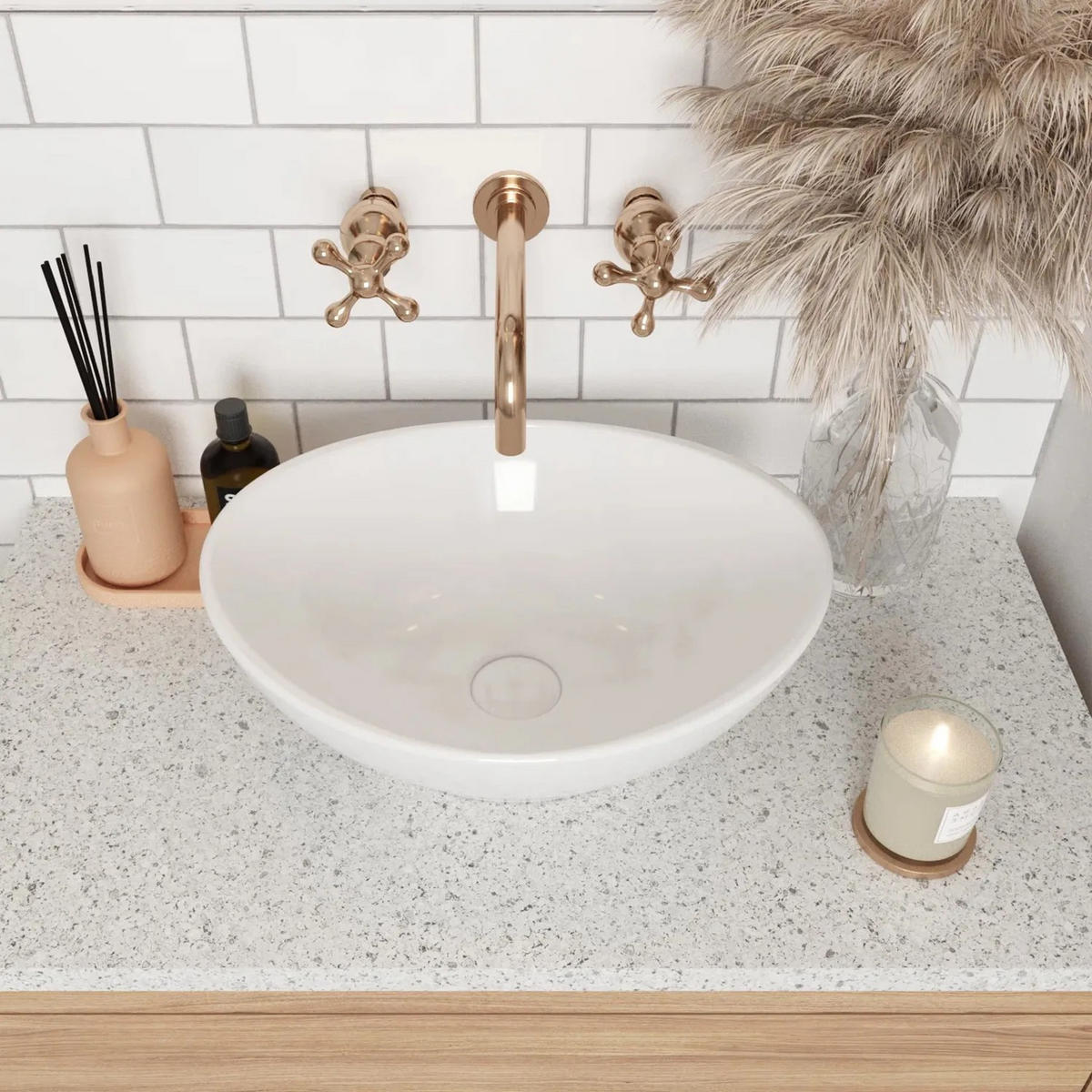 AUFSATZWASCHBECKEN Rea Sofia White - Weiß, Keramik (34.5/15/41cm) - REA