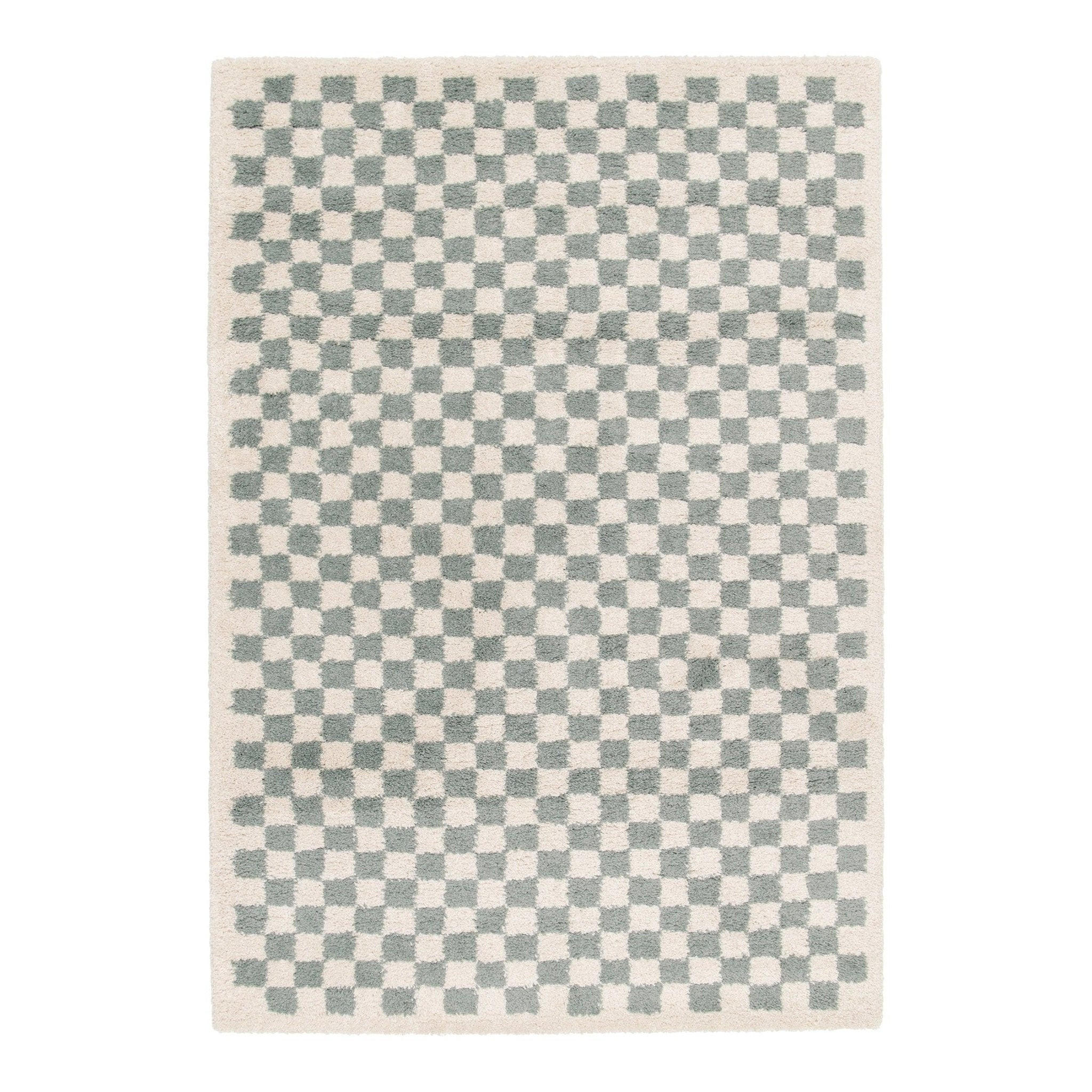 TEPPICH kariert langflorig weich voluminös grün - Grün, Textil (120/170cm) - AFK Living