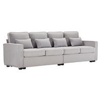 VIERSITZER-SOFA in Hellgrau Leinen mit 4 Kissen - Hellgrau, Textil (83/87/264cm) - KOMHTOM