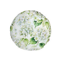 KISSENHÜLLE Rund Landlust-Hortensie weiß 40 cm Ø - Weiß/Grün, Textil (40/40cm) - beties Heimtextil